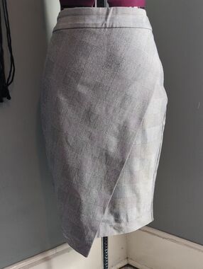 Express Gray Plaid Wrap Pencil Skirt Size 6